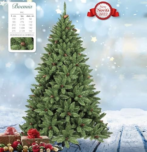 Flora Boemia Albero di Natale con PIGNE SEMPREVERDE - 240 cm