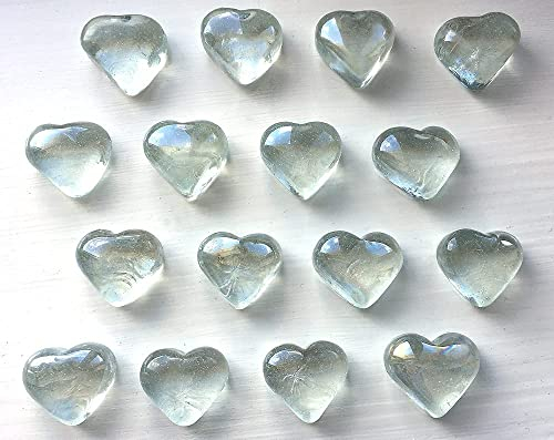 1Buy UK 30x Decoratives Clear Hearts Glass Stone Pebbles Nuggets Wedding Beads Gems Events Mosaics Love Vase Valentine