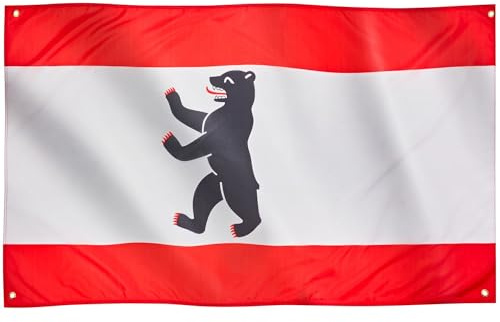 Runesol Drapeau De Berlin, 91x152cm, 3ft x 5ft, Drapeau De Berlin, 4 Œillets, Œillet Dans Chaque Coin, Berliner Landesflagge, Drapeaux De Qualité Supérieure, Intérieur, Extérieur, Couleurs Vives