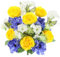 Admired By Nature ABN1B019-YW-BL-CM Artificial Spring Flower Bush 24 Stem Open Rose/Cosmos Daisy Mix Bush, Yellow/Blue/Cream