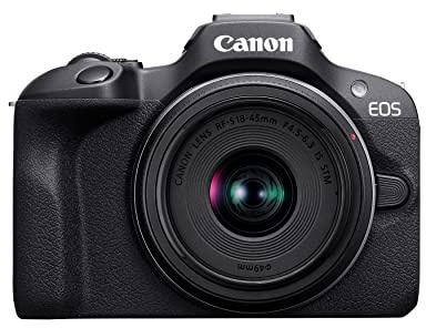 Canon EOS R100 Mirrorless Camera RF-S18-45mm F4.5-6.3 is STM Lens Kit, 24.1 Megapixel CMOS (APS-C) Sensor, 4K Video, Wi-Fi & Bluetooth, Beginner Photographers and Creators, Digital Camera, Black