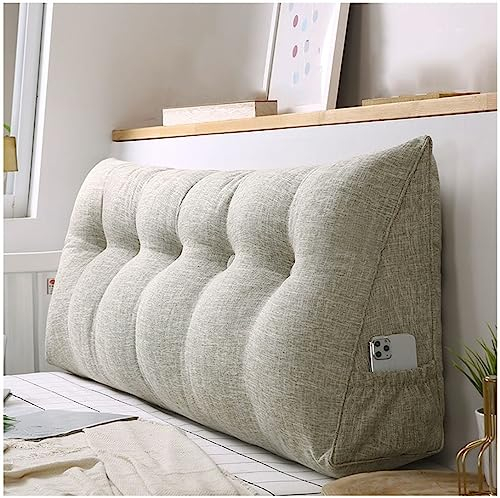 Dreieckiges Kopfteilkissen, großes Keilkissen, Rückenstütze, Lesekissen für Schlafsofa, dreieckiges Nackenrollenkissen mit Tasche und abnehmbarem Bezug zum Sitzen in der Bettruhe (Farbe: hel