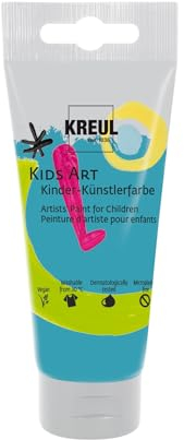 KREUL 43312 - Kids Art pintura para manualidades para niños, pintura escolar a base de agua, turquesa 75 ml, color artístico opaco mate para lienzo, papel y cartón, vegano