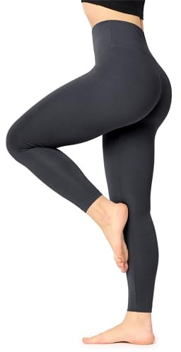 Bellivalini Damen Lange Leggings High Waist Slim aus Viskose für Sport Yoga Gym BLV50-292 (Graphite, S)