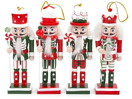Swetopq 12,5 cm Nussknacker-Puppe Ornamente Desktop Dekoration Cartoons Walnüsse Soldaten Band Puppen Nussknacker Miniaturen