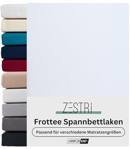 Frottee Spannbettlaken | Weiß | 140x200-160x200 cm | Winter Bettlaken | Extra Dickes Material 160g/m² | Oeko-TEX Made in Green, Hautsympathisch, Atmungsaktiv