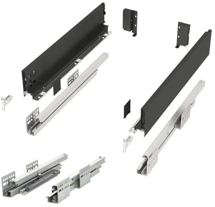 SOTECH Schubladensystem JUNKER SLIM mit Push to Open anthrazit Höhe 84 mm | Tiefe 400 mm bis 35 Kg belastbar Schubkastensystem mit 13 mm schlanken Schubladenzargen