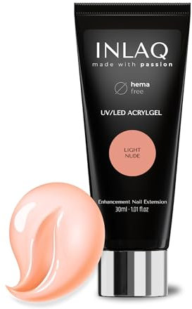 INLAQ Acrylgel Für Nagelverlängerung Light Nude 30ml - Polygel Für Gelnägel - Nägel Extender Gel UV/LED - Building Acrylic Nagelgel - Poly Nagel Gel