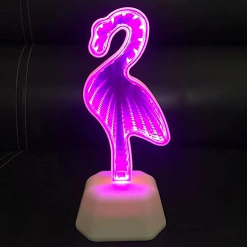 Tunnel de Miroir LED Tunnel 3D lumières Tunnel néon pour Lampe de décoration Murale adapté à la décoration de fête de Noël (Flamant Rose)