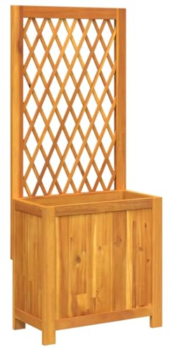 Homgoday Pflanzkübel mit Rankgitter Spalier mit Pflanzkasten Blumenkasten mit Spalier Gartenspalier Pflanzkasten Rankhilfen für Kletterpflanzen 55x29,5x132 cm Massivholz Akazie