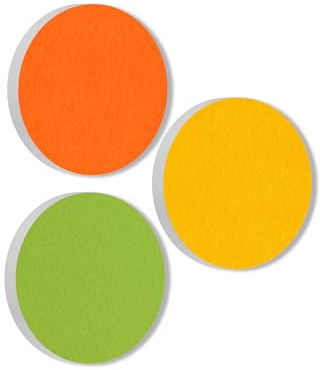 platino24 Akustikpaneele 3 Elemente Colore Kreis Ø 40 cm Orange + Sonnengelb + Hellgrün I Schallabsorber aus Basotect G+ mit Akustikfilz I Schalldämmung Wand & Decke I Akustikelemente Wandpaneel