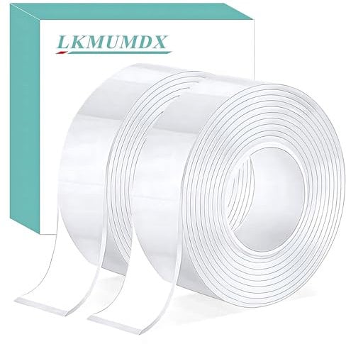 LKMUMDX Double Sided Nano Tape Heavy Duty, Strong Sticky Extra Large (3.0m*3cm*2mm) Removable Mounting Tape, Clear Multipurpose Wall Decor Adhesive Tape for Poster, Picture Hanging, Carpet, 2 Roll