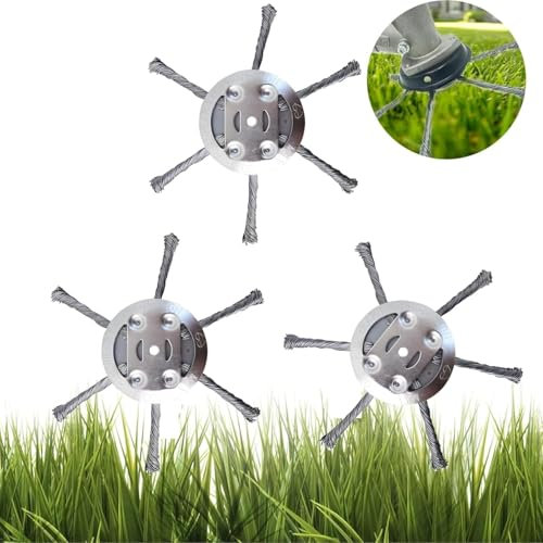 Unkrautbürste für Freischneider, 2 Stück Unkraut Entferner Gerät, Wildkrautbürste 5mm Bohrung, Unkrautbürste für Rasentrimmer, Drahtbürste mit Kegelform entfernt mühelos Unkraut und Moos (B 3pcs)