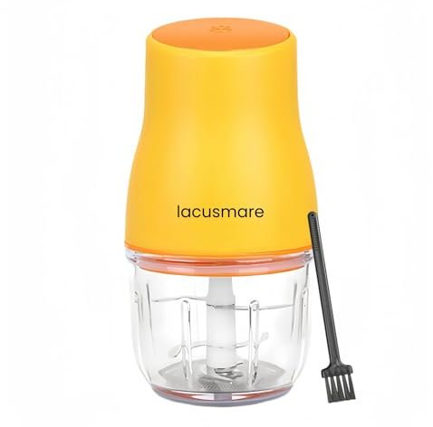 LacusMare Mini Food Processors 300ml Glass Bowl, 6 Sharp Blades, 250W Motor, Mini Chopper with Cleaning Brush, Baby Food Blender, Small Food Processor for Garlic Onion Nuts