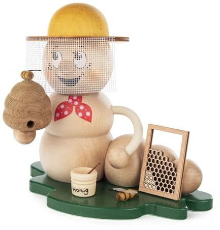 Rudolphs Schatzkiste Räucherwurm Rudi Imker mit Bienenkorb Höhe 13cm NEU Räuchermännchen,Räuchermann,Räucherfigur,Raucher,Rauchmann,Räuchermännel,Smoker,Incense,Smokers