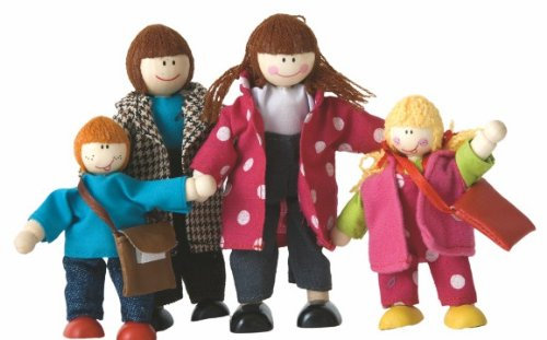 alles-meine.de GmbH 4 Puppen für Puppenhaus - Puppenstube - Familie BIEGEPUPPEN Holz Holzspielzeug