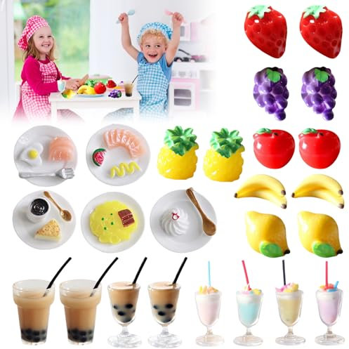 25 Stück Miniatur Lebensmittel Lebensmittel Getränk Harz Miniatur Lebensmittel Puppenhaus Zubehör Puppenhaus Lebensmittel Mini Essen Puppenhaus Zubehör Essen Lebensmittel Puppenhaus Miniature Food