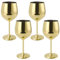 MUKLEI 4 PCS 500ml/18oz Gold Wine Glasses, Stainless Steel Shatterproof Wine Glasses, Metal Goblets Cups for Party, Wedding, Anniversary, Outdoor