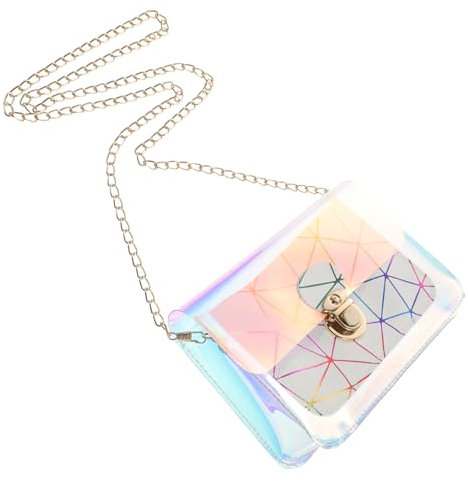 BESTYASH 1pezzi Borsa Donna Trasparente in Pvc Catena Tracolla Mini Borsetta Pochette Elegante Per Quotidiano Festa Shopping