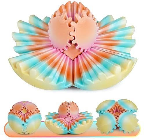 Bunte Fidget Spielzeuge Gear Ball 3D gedruckte Gear Kugel Stressabbau Coole Büro Schreibtisch Gadgets Entspannendes Geschenk Erwachsene Kinder Weihnachten Ostern Geburtstag (Sunset Illusion, 8,5cm)