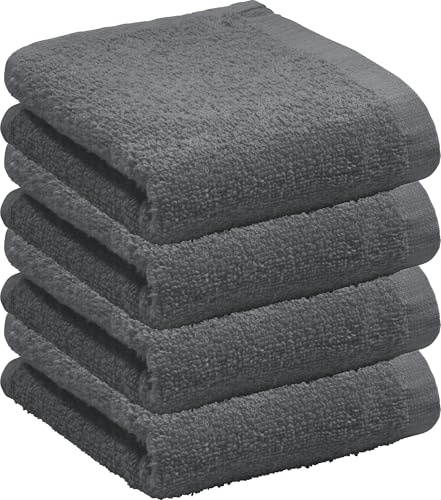 REDBEST Gästetuch Oceanside 4er-Pack Leichtfrottier anthrazit Größe 30x50 cm