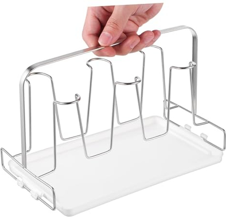 COLLBATH Metal Coffee Mug Holder and Tea Cup Display Stand, Stainless Steel 6-cup Rack with Hooks, Espresso Cup Organizer for Kitchen Countertop and Mug Drying Storage