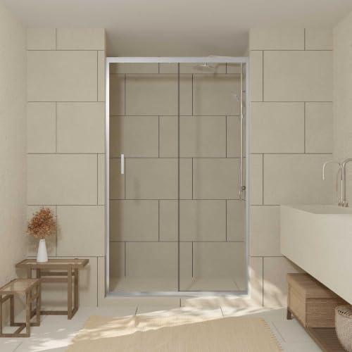 Porte de douche coulissante 120x200 cm - Verre transparent - Profilé Chrome - CHROMED CRUSH