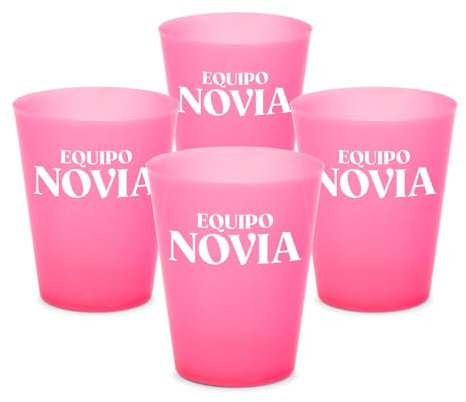 OH YEAH - 4 Vasos Cubata Ancho Plástico Reutilizables Rosa - 480 cc - Vasos Despedida de Soltera - Vasos Novia y Amigas - Vasos Reciclables - Team Bride - PERSONALIZADO
