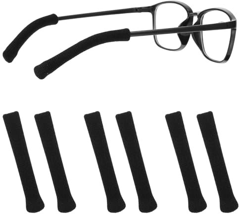 3 Pairs Soft Glasses Ear Cushion, Knitting Cotton Temple Tips Sleeves for Eyeglasses Arm, Anti-Slip Eye Glasses Ear Grippers, Black Elastic Glassess Pads Accessories for Comfort