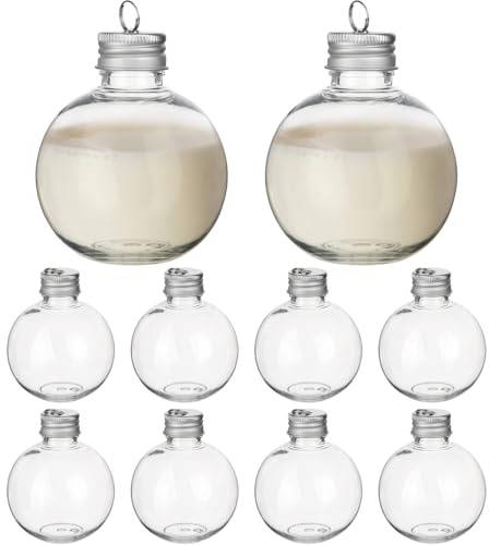 Hemobllo 10 Stück 150 ML Weihnachtskugeln Zum Befüllen - Durchsichtige Kunststoffornamente, DIY PlastikWeihnachtskugeln, Luftdichte Getränkeflaschen Saftflaschen in Glühbirnenform, Süßigkeitenhalter