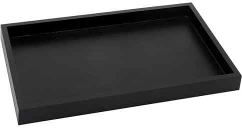 UOCAI Vassoio da portata in legno, 32 x 20 x 2 cm, vassoio rettangolare in legno, nero, vassoio da cucina, vassoio in legno per tè, bevande, caffè, snack, bagno, ristorante