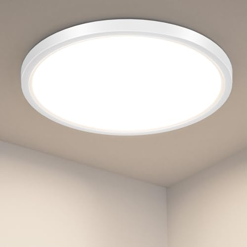 LuJasi Deckenlampe,Led Deckenleuchte Flach, Panel Flach 18W 1800LM 4000K 22x1.7CM für Schlafzimmer Wohnzimmer Küche Bad Balkon Keller Flur