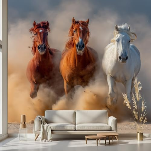 Kioldoq Laufendes Pferd Vlies Fototapete 150 x 200 cm, Wildtiere Foto Tapete Schlafzimmer Wohnzimmer, Tier Bauernhof Motivtapeten Selbstklebende Wandtapete Wand Dekoration
