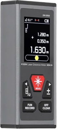 Marhynchus Bilateraler -Entfernungsmesser, Wiederaufladbar über USB, Dual-Messgerät mit Infrarot-Technologie, 60 M in eine Richtung, 120 M in Zwei Richtungen, für den Heimwerkerbau (SW-DR60)