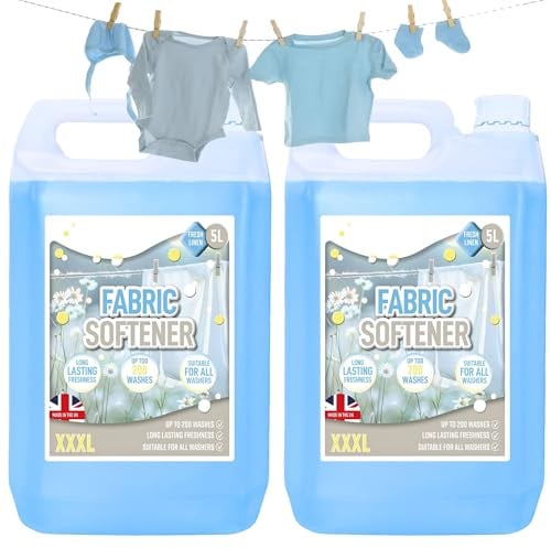 5L Fresh Linen Fabric Softener Conditioner Original Clean Linen Scent Softens & Cares For Your Clothes (2 x 5 Litres)