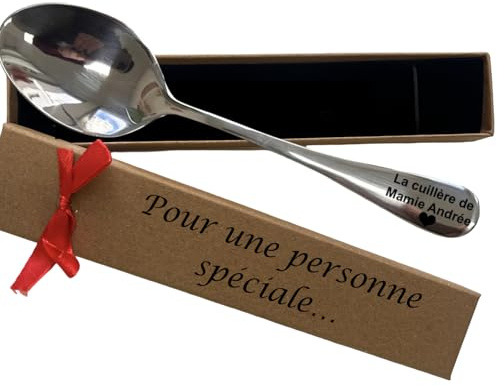 SARAI SHOP Cuillère Personnalisée en Acier Inoxydable, avec prénom, cadeau mamie, cadeau fête des grand mères, cadeau original, avec boite cadeau