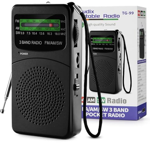 Joudix Radio a Pilas Portátil Pequeña FM/Am/SW Transistor Kit de Emergencia