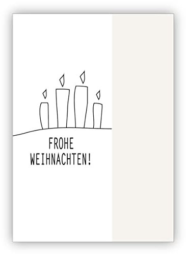 Kartenkaufrausch 4x mit Umschlag Edle Designer Weihnachtskarte mit 4 Advents Kerzen: Frohe Weihnachten • Weihnachts Glückwünsche im Set mit Umschlägen zum Jahreswechsel für Familie, Freunde, Firma