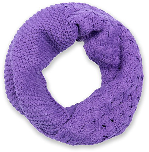styleBREAKER Unisex Strick Loop Schal mit Mustermix, Uni Feinstrick Schlauchschal, Winter Strickschal 01018153, Farbe:Violett