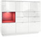 Vladon Highboard Sideboard Metro V2, Made in Germany, Korpus in Weiß Hochglanz/Fronten in Weiß Hochglanz mit Einsatz in Bordeaux Hochglanz, inkl. LED Beleuchtung
