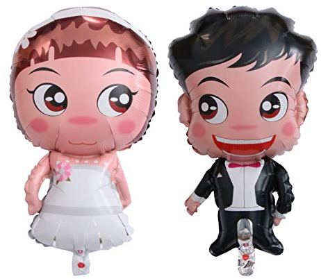 NUOLUX 2 Pcs Folienballons Hochzeit Brautpaar Luftballon Braut und Bräutigam Ballons Hochzeit Foto Requisiten