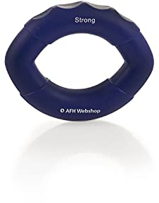 AFH Webshop Silikon Handtrainer und Fingertrainer | EasyFlex Premium Qualität | ergonomischer Fingertrainer Ring | Greifkraft Griffkraft Trainer (Länge: 8 cm, Nachtblau | stark)