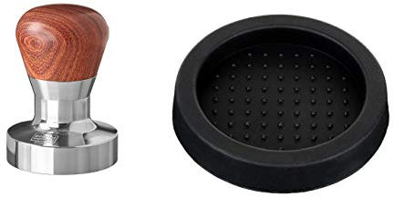scarlet espresso | Tamper »Passion« für Barista; mit ergonomischem PVC- oder Edelholzgriff nach Wahl und Präzisions-Edelstahlbasis (Set 51 mm & Tamperablage)