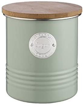 Typhoon LIVING Collezione Zuccheriera con coperchio, verde pastello, 1 l, contenitore da cucina per zucchero, contenitore in acciaio, contenitore ermetico in bambù