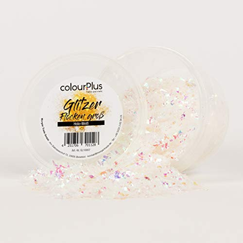 colourPlus Glitzer Flocken groß (Holo-Weiß) Glitter-Zusatz zum Veredeln von Wandfarben auf Wasserbasis oder zum Basteln, Made in Germany
