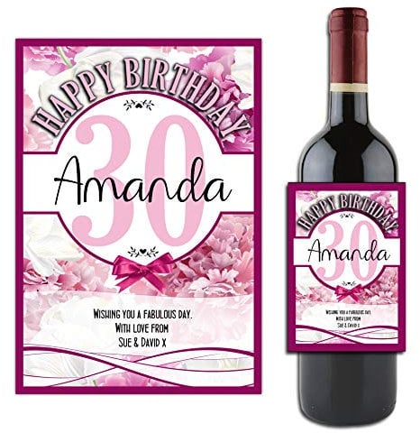 Leaf Lovely Personalised Wine/Champagne Bottle Sticker Label ~ Happy Birthday Gift Idea N123 Any Age 18th 21st 30th 40th 50th 60th