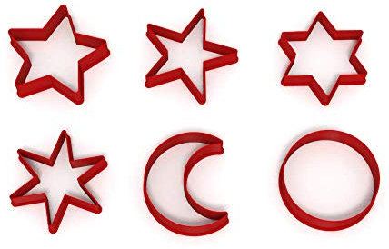Lot de 6 emporte-pièces en forme de lune et d'étoiles 3 cm