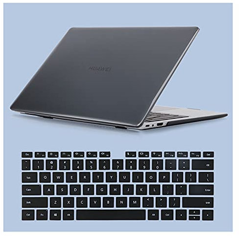 JDDRCASE Caja Fuerte de Cristal Protector y Cubierta de Teclado Compatible with Huawei MateBook 14 D14 D15 X Pro 2019 2020 2021 (Color : Negro, Size : MateBook X Pro 2020)