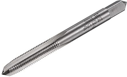 sourcing map Taraud à fraiser 1/4-28 UNF, M42 HSS (acier rapide) non revêtu 3 cannelures droites Taraud à fileter les vis mécaniques Niveau de tolérance 2B