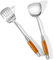 KLAQQED 2Pcs Stainless Steel Wok Spatula Set, Wide Long Wood Handle, Hollow Slotted